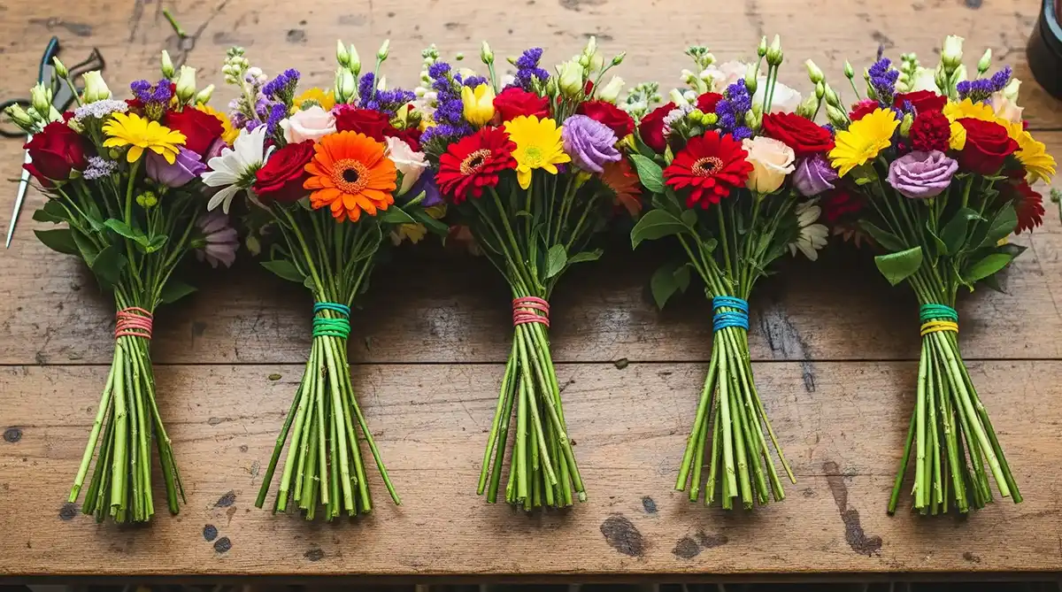 Blumensträuße auf Tisch - Beispielbild