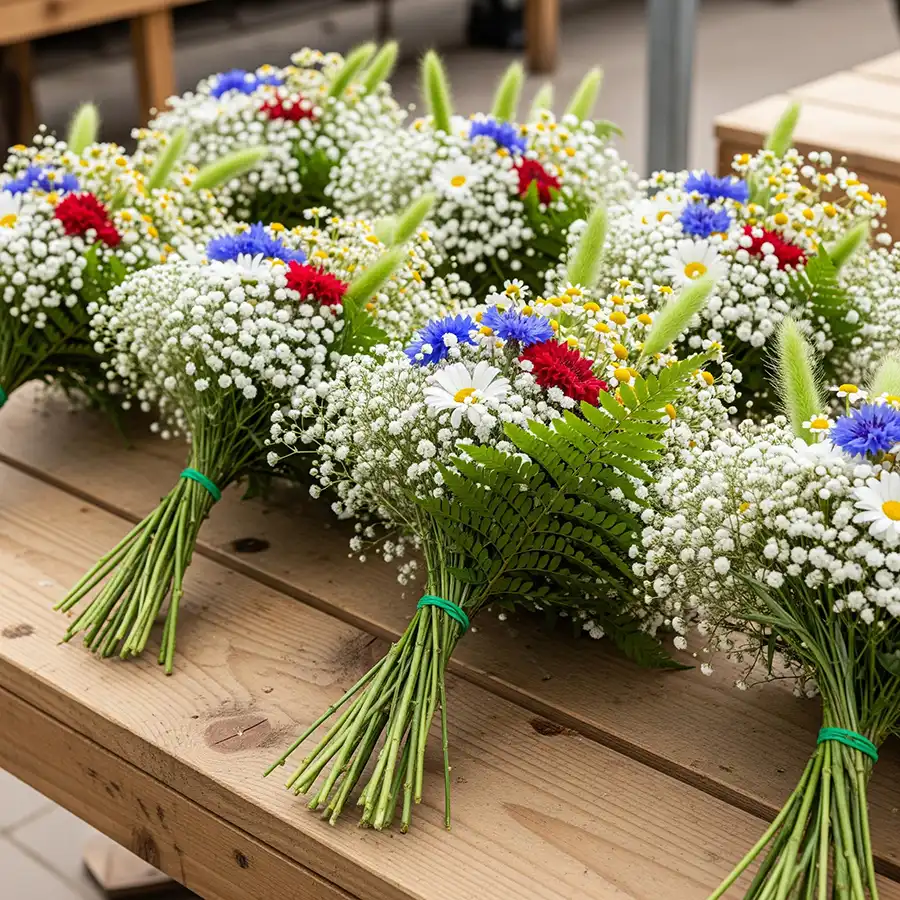 Feldblumenstrauß mit Gummiring gebunden - Beispielbild